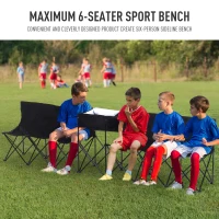 Outsunny 6 Seat Folding Sports Bench Portable Sports Team Bench Spectator Chair with Cooler Bag and Carrying Bag for Outdoor Picnic Camping - Black(m-5)
