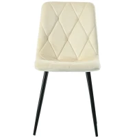 Set di 4 Sedie Moderne in Velluto Twill, Motivo a Spina di Pesce con Schienale, Struttura in Metallo, 45x40x86 cm, Beige(m-11)