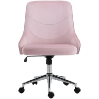 Vinsetto Elegante Bureaustoel in Fluweel Roze met Verstelbare Zithoogte en Kantelfunctie(m-1)