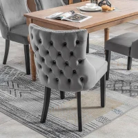 Set di 2 sedie colorate con Dettagli Bottoni e Rivetti in Metallo per sala da Pranzo, 50x52x91 cm, Grigio(m-5)