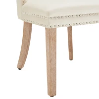Set di 2 sedie imbottite per sala da Pranzo in Velluto, Design con Cucitura Bottoni, 50x46x91 cm, Beige(m-9)