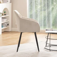 Set di 2 sedie imbottite per sala da Pranzo in Velluto con Braccioli, 44x52x85 cm, Beige(m-4)