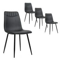 Set di 4 sedie imbottite da Pranzo in PU Pelle con Schienale, Struttura in Metallo, Design Ergonomico, 43x40x86 cm, Nero(m-2)