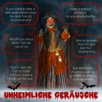 HOMCOM Heks met Toverdrank, Halloween Decor, Griezelige Geluiden, Rode Ogen, Beweegbaar, 183 cm(m-4)