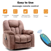 Power Massage Lift Recliner Chair with Heat & Vibration, USB Ports, Side Pockets, Easy Assembly, 100x95x102 cm, Ergonomic 6 Points Vibration Massage, Brown(m-5)