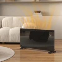 HOMCOM Electric Heater Wifi Smart App, 2000W Glass Panel Heater Radiator, Freestanding or Wall Mounted Convector Space Heater with LED Display, 24Hr 7 Day Timer, Adjustable Thermostat, Remote Control(m-8)