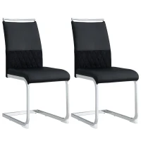 Set di 2 Sedie moderne per sala da pranzo, con schienale alto, in PU e tessuto, per Cucina e ufficio, Nero(m-2)