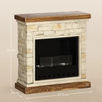 HOMCOM Șemineu pe Bioetanol cu 3 Arzătoare, Capacitate 1,2L și Acoperire 16-18m², 63,5x24x66 cm, Maro(m-3)