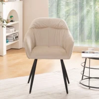 Set di 2 sedie imbottite per sala da Pranzo in Velluto con Braccioli, 44x52x85 cm, Beige(m-6)