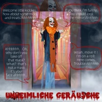 HOMCOM Horrorclown Halloween Decor, activeert met geluid/aanraking, rode ogen, geluid, 168 cm(m-4)