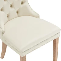 Set di 2 sedie imbottite per sala da Pranzo in Velluto, Design con Cucitura Bottoni, 50x46x91 cm, Beige(m-8)