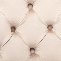 Set di 2 sedie imbottite per sala da Pranzo in Velluto con Schienale alto trapuntato a bottoni , 51x47x97 cm, Beige(m-6)