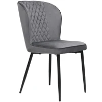 Set de 2 scaune tapițate pentru sufragerie din catifea cu spătar și structură din metal, 47x43x86 cm, Gri(m-6)