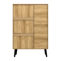 Credenza moderna con ante in vetro, ideali per Soggiorno e cucina, Colore Naturalea(m-11)
