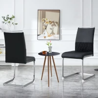 Set di 2 Sedie moderne per sala da pranzo, con schienale alto, in PU e tessuto, per Cucina e ufficio, Nero(m-4)