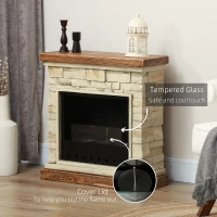 HOMCOM Șemineu pe Bioetanol cu 3 Arzătoare, Capacitate 1,2L și Acoperire 16-18m², 63,5x24x66 cm, Maro(m-6)