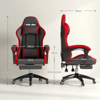 Vinsetto Scaun Gaming cu Înălțime Reglabilă, Scaun Gaming Ergonomic cu Spătar Rabatabil, 65x65x121-129 cm, Negru(m-3)