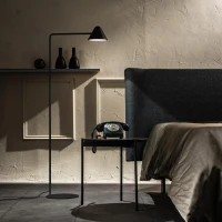 STONES Lampada da terra in metallo goffrato con touch led, Nero(m-3)