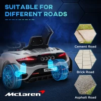 AIYAPLAY McLaren 765LT Licensed 12V Kids Electric Ride on Car with Butterfly Doors Remote Control Transport Wheels Grey(m-7)