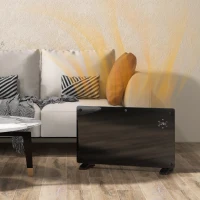 HOMCOM Electric Heater Wifi Smart App, 1500W Glass Panel Heater Radiator, Freestanding or Wall Mounted Convector Space Heater with LED Display, 24Hr 7 Day Timer, Adjustable Thermostat, Remote Control(m-2)