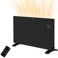 HOMCOM Electric Heater Wifi Smart App, 1500W Glass Panel Heater Radiator, Freestanding or Wall Mounted Convector Space Heater with LED Display, 24Hr 7 Day Timer, Adjustable Thermostat, Remote Control(m-11)
