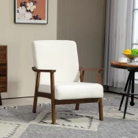 HOMCOM Boucle Seat Mid Century Accent Chair - White(m-2)