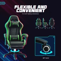 Vinsetto Scaun Gaming cu Înălțime Reglabilă, Scaun Gaming Ergonomic cu Spătar Rabatabil, 65x65x121-129 cm, Negru(m-6)