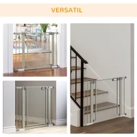 PawHut Bariera Extensibila Auto‑inchidere 75‑103 × 76 cm – Gri(m-7)