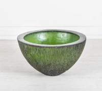 STONES Vaso in resina con luce interna e telecomando, 80x45, Verde(m-1)