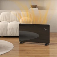 HOMCOM Electric Heater Wifi Smart App, 1500W Glass Panel Heater Radiator, Freestanding or Wall Mounted Convector Space Heater with LED Display, 24Hr 7 Day Timer, Adjustable Thermostat, Remote Control(m-8)