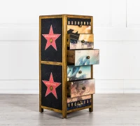 STONES Cassettiera a tema Hollywood con 6 cassetti decorati(m-1)