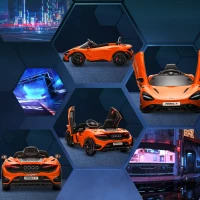 AIYAPLAY McLaren 765LT Licensed 12V Kids Electric Ride on Car with Butterfly Doors Remote Control Transport Wheels Orange(m-9)