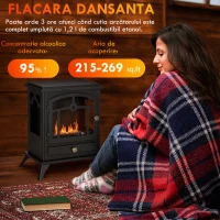 HOMCOM Șemineu pe Bioetanol, Bioșemineu cu Arzător de 1,2L pentru 3 Ore Durată de Ardere, 45x28x54 cm, Negru(m-4)