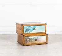 STONES Cassettiera in legno con due cassetti decorati(m-1)