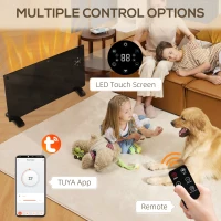 HOMCOM Electric Heater Wifi Smart App, 1500W Glass Panel Heater Radiator, Freestanding or Wall Mounted Convector Space Heater with LED Display, 24Hr 7 Day Timer, Adjustable Thermostat, Remote Control(m-4)