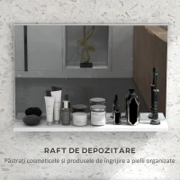kleankin Oglindă de Baie de Perete cu Raft, Oglindă Modernă Multifuncțională, 60x12x40 cm, Alb(m-5)