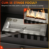 HOMCOM Șemineu pe Bioetanol, Bioșemineu cu Arzător de 1,2L pentru 3 Ore Durată de Ardere, 45x28x54 cm, Negru(m-5)