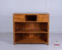 STONES Madia con ripiani e cassetti decorati in legno di mango(m-1)