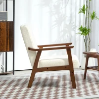 HOMCOM Boucle Seat Mid Century Accent Chair - White(m-8)