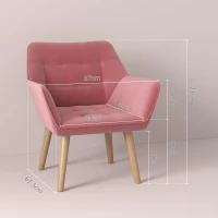HOMCOM Accent Chair, Arm Chair with Wide Arms, Slanted Back, Thick Padding and Rubber Wooden Legs for Living Room, Pink(m-3)