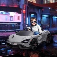 AIYAPLAY McLaren 765LT Licensed 12V Kids Electric Ride on Car with Butterfly Doors Remote Control Transport Wheels Grey(m-2)