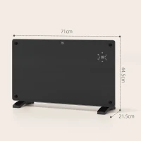 HOMCOM Electric Heater Wifi Smart App, 1500W Glass Panel Heater Radiator, Freestanding or Wall Mounted Convector Space Heater with LED Display, 24Hr 7 Day Timer, Adjustable Thermostat, Remote Control(m-3)