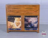 STONES Madia con ripiani e cassetti decorati in legno di mango(m-4)
