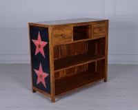 STONES Madia con ripiani e cassetti decorati in legno di mango(m-2)