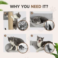 PawHut 4 Piece Cat Shelves w/ Scratching Post, Steps, Jumping Platform, Ladder, Toy Balls, for Indoor Cats, Light Grey(m-6)
