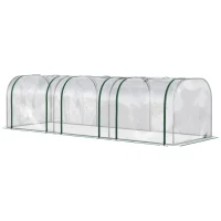 Outsunny Serra a Tunnel in PVC Trasparente e Acciaio con Porte a Cerniera, 295x100x80 cm(m-11)