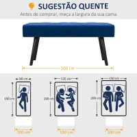 HOMCOM Banco de Pé de Cama Multifuncional e Moderno Banco de Dormitório com Pés de Aço e Assento Acolchoado 100x36x45 cm Azul(m-7)