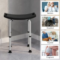 HOMCOM Height Adjustable Bath Stool, Aluminium Shower Stool with Non-Slip Pads for Elderly, Disabled, Seniors, Pregnant, Black(m-8)