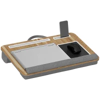 HOMCOM Suporte para Portátil com Amofada Ranhura para Tablet Almofada para Mouse Apoio para os Punhos Mesa para Portátil 55,5x37x9 cm Carvalho(m-10)