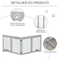 PawHut Barreira de Segurança Dobrável para Cães de 4 Painéis com Pés para Portas Escadas Corredor 204x30x61 cm Cinza(m-5)
